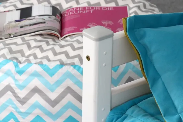 Кровать двухъярусная с наклонной лестницей "Адель 2" Белый полупрозрачный