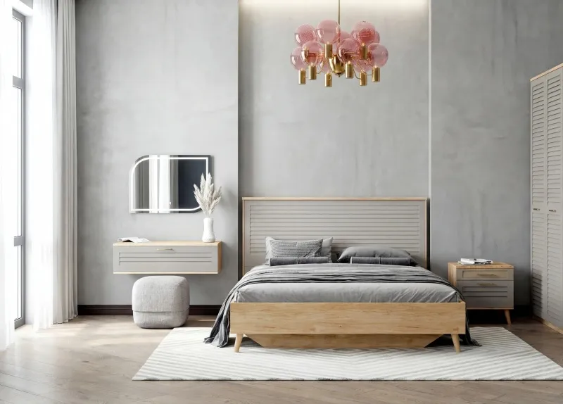 Тумба подвесная 1 ящ "Гавана" спальня Светло-серая